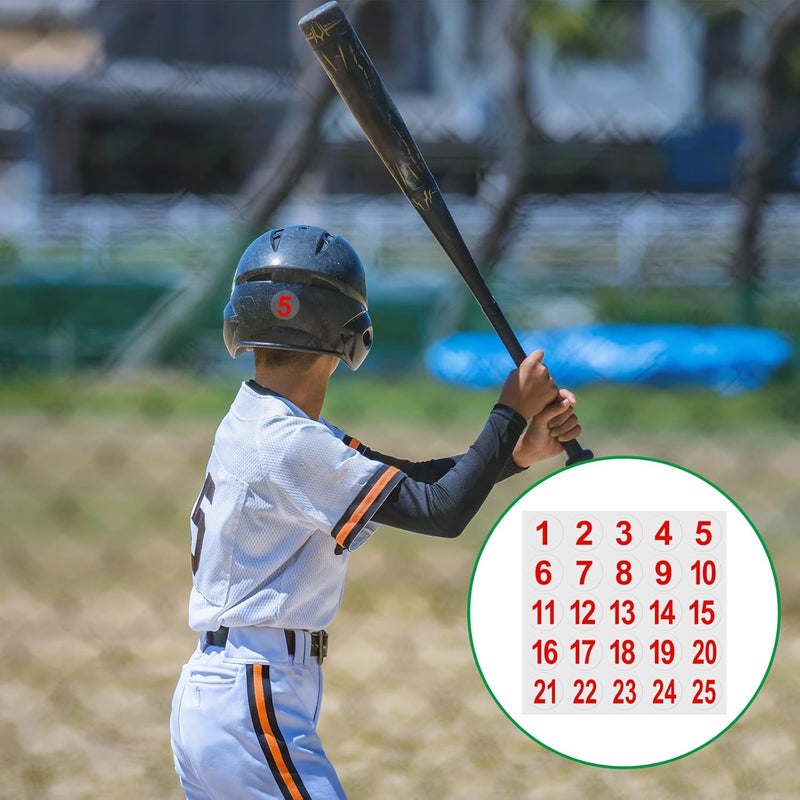 Teling ملصقات أرقام خوذة رياضية حمراء 400 قطعة بحجم 1.5 بوصة لملصقات خوذة كرة القدم ملصقات فينيل أرقام هوكي ملصقات أرقام لاصقة ذاتيًا لملصقات أرقام سوفتبول لهوكي البيسبول واللاكروس - Image 2